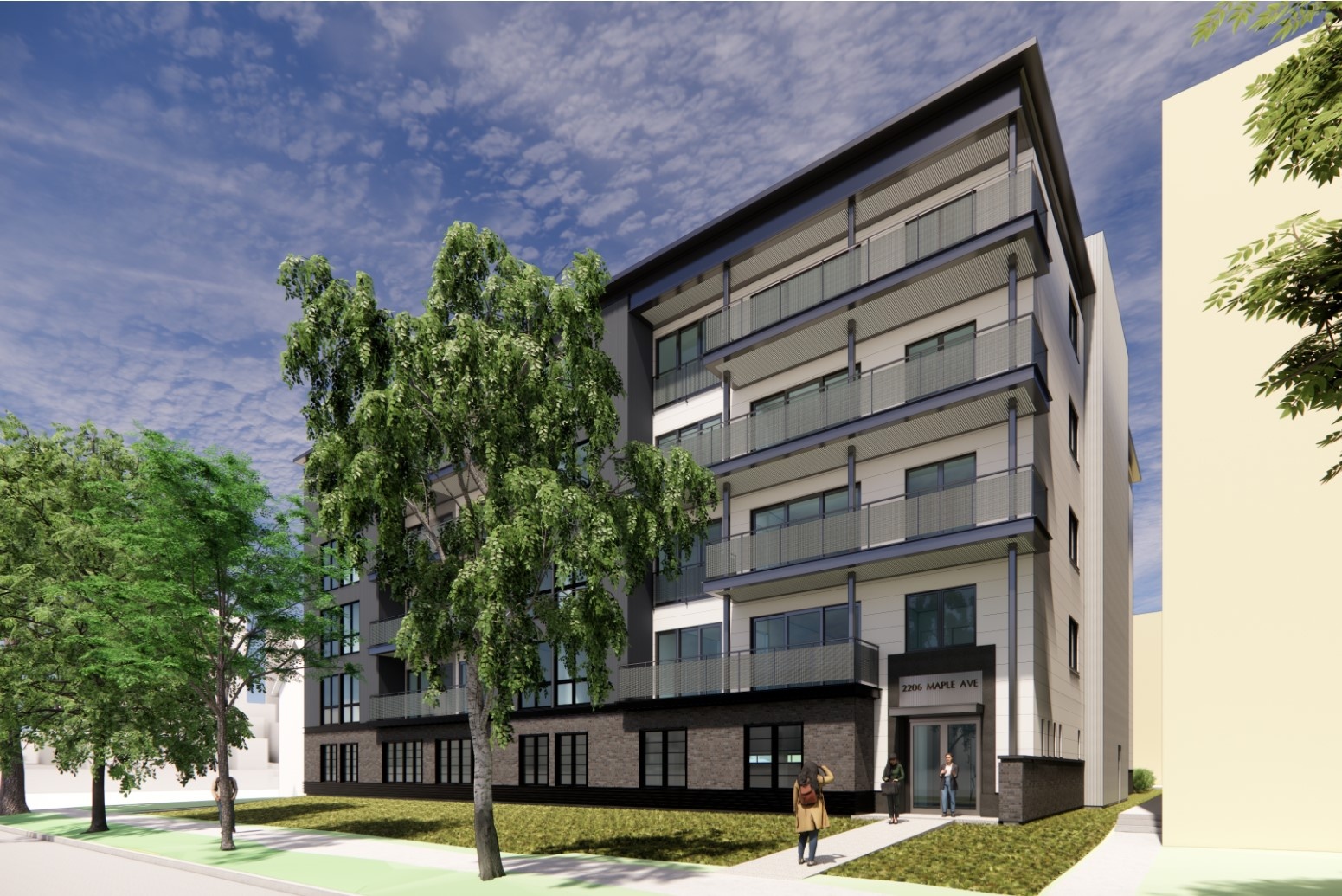 A rendering of the new five-story apartment building